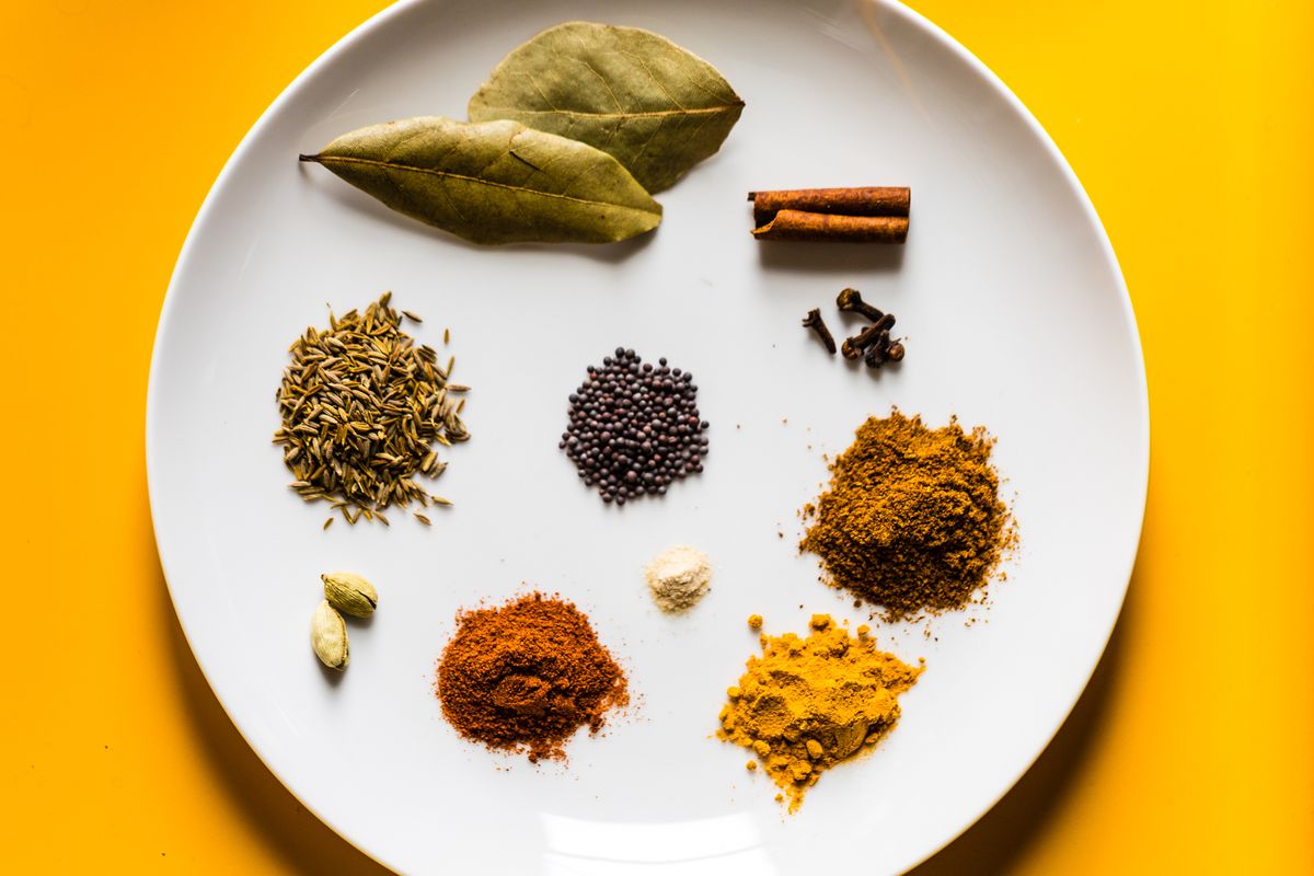 Close-up of whole Indian spices and masala